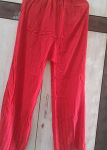 Red Embroidered Palazzo Pants
