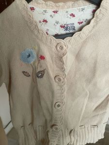 Girls' beige flower cardigan