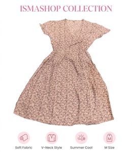 Women Floral Print V-Neck A-Line Midi Dress