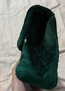 Emerald Green Velvet Shoulder Bag
