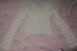 Cream Crochet Bell Sleeve Top