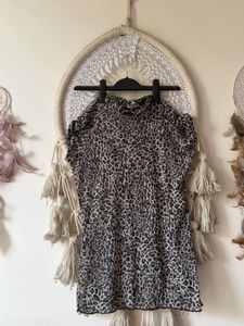 Leopard Print Mesh Top