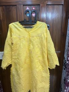 NUMA COUTURE Yellow Chikankari Kurta Set