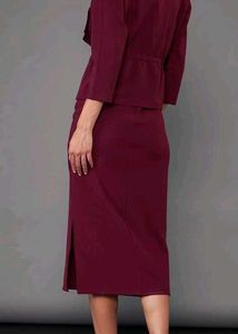Elegant Burgundy Dress &amp; Jacket Set