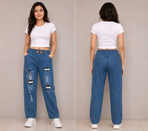 Funky  Print Wide Leg Jeans