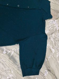 Teal Modest Kurti shirt with Button Detail