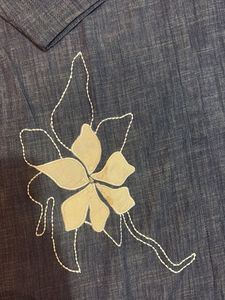 Denim Kurta with Floral Embroidery