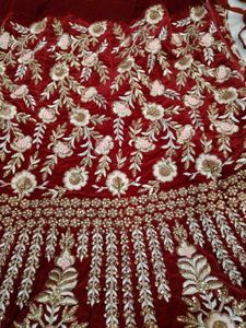 red velvet bridal lehenga