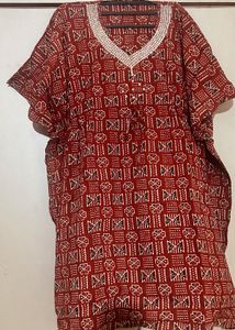 Red Geometric Print Kaftan Dress