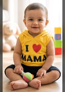 Cute "I Love Mama" Hoodie & Shorts Set