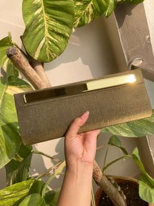 Olive Green Clutch with Gold Accent