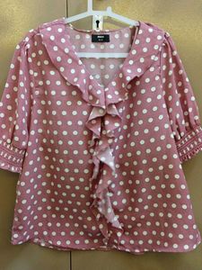 Chic Pink Polka Dot Blouse