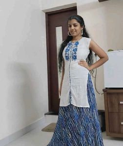 Anarkhali with Blue Floral Embroidery