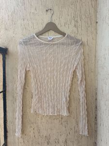 Sheer Crinkle Long Sleeve Top