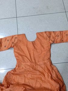 Elegant Orange Embroidered Gown