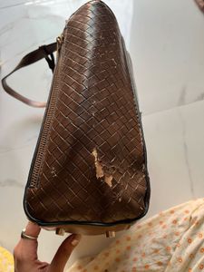 Allen Solly Brown Woven Tote Bag