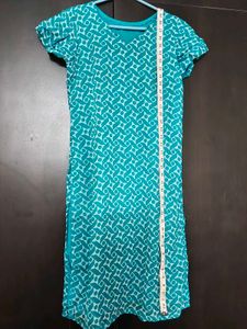 Blue Geometric Print Casual Dress