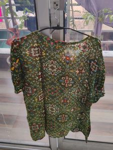 Printed Green Short Kurti