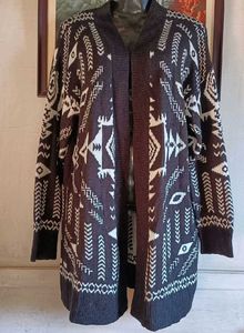 Monochrome Aztec Print Cardigan