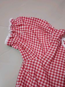 Red Gingham Peplum Top