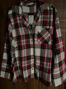 Plus Size Cozy Plaid Button-Up Pajama Top