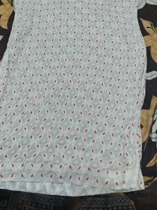 Elegant White Saree with Red Motifs