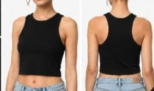 H&amp;M black cropped ribbed tank top