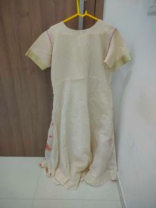 Cream Kurta Set with Pink Dupatta