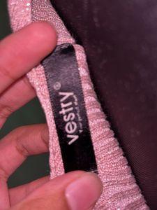 Sparkly Pink Ribbed Zip-Up Top