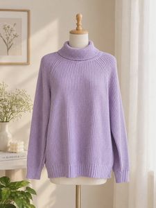 Imported Cozy Purple Turtleneck Sweater