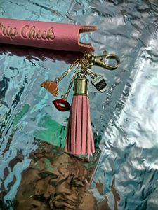 Cute Pink Tassel Keychain lipstick holder