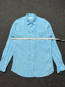 Men's Blue Linen Blend Shirt