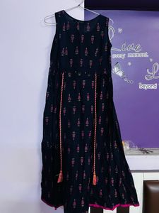 Blue Kurta with Pink Embroidery
