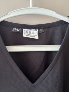 Black Ruffle Sleeve V-Neck Top