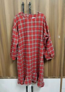Red Plaid Ruffle Hem Mini Dress