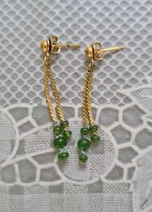 Delicate Green & Gold Danglers For The Ethnic Look