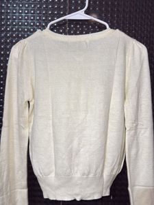 Cream Cardigan with Floral Buttons
