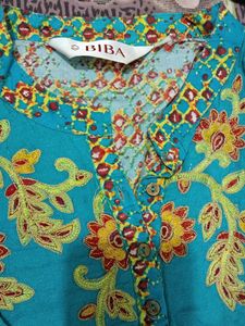 BIBA Teal Embroidered Kurta