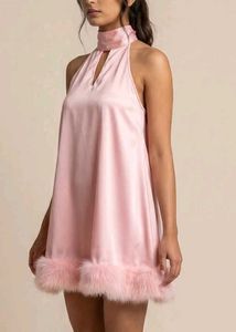 Cute Pink Halter Neck Mini Dress