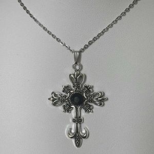 Silver Tone Cross Pendant Necklace