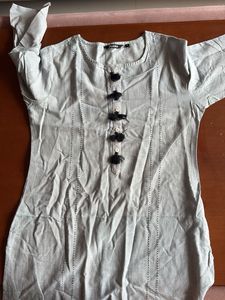 Light Grey Kurta with Tassels