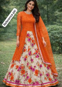 Orange & Floral Indian Dress