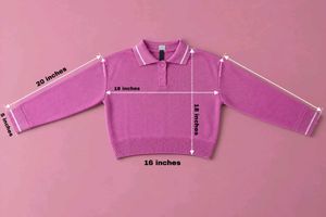 PINK STRIPED COLLAR CROPPED KNIT POLO