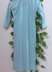 Sky Blue Striped Cotton Kurta
