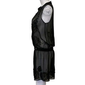 Embellished Sheer Black Flapper Dress