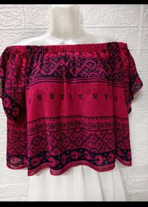Y2K Off-Shoulder Printed Top