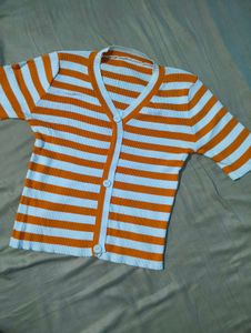 Striped V-Neck Cardigan🧡