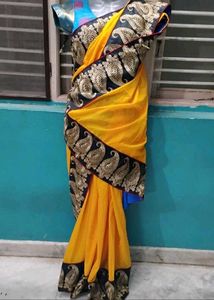 yellow wedding saree