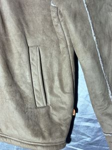 Men's Brown Faux Suede Sherpa Lined Jacket