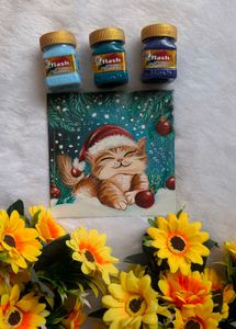 Mini Adorable Christmas Cat Painting